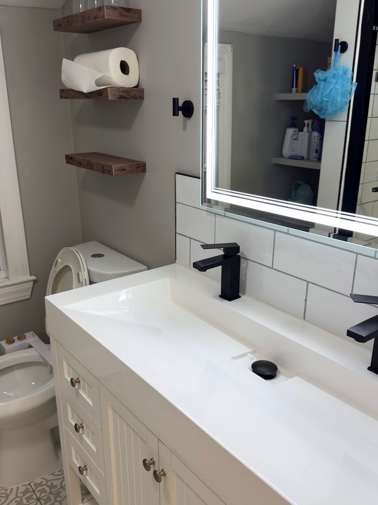 Sparkling clean bathroom sink after cleaning