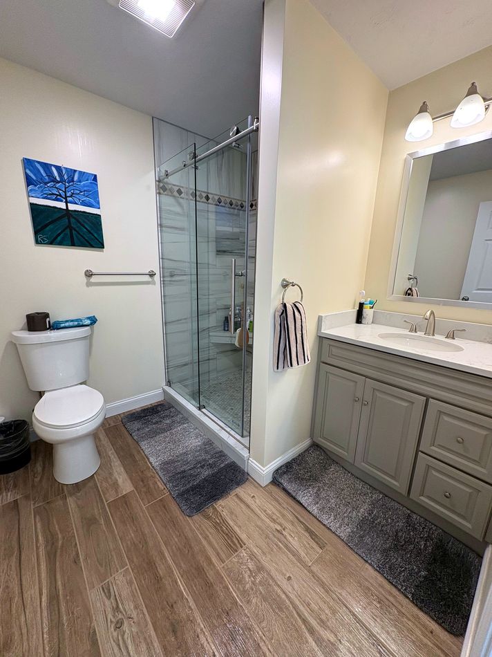 Sparkling clean bathroom with glass shower